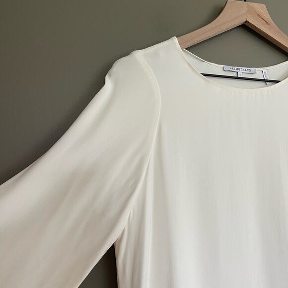 Helmut Lang Long Sleeve Crepe Shift Dress Ivory Cream Size Small Chic Clean Girl - Picture 8 of 16